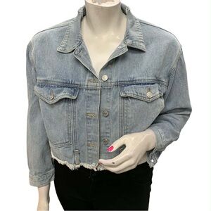 Trendy Cropped Denim Jacket Size XL